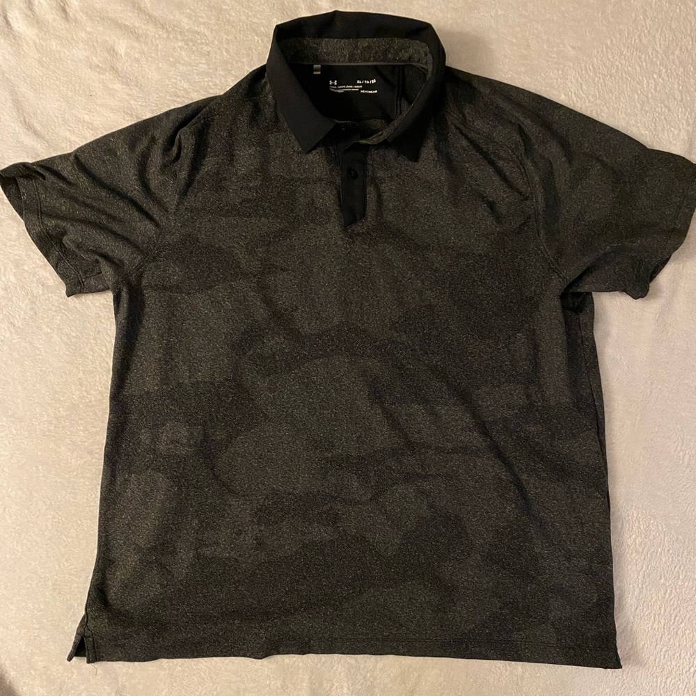 Under Armour Heatgear golf polo XL black grey slight camo pattern